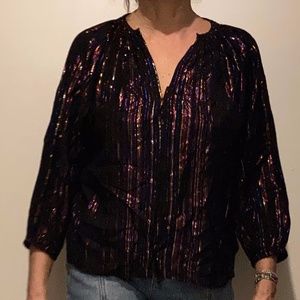 Black cotton top with metallic thread